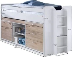 Relita Hochbett Bonny, Weiß/ Sonoma, 90 X 200 Cm -Mytoys Home Store 4204086 04