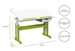 Kinderschreibtisch PIJII, Höhenverstellbar, Weiß/grün Von Inter Link -Mytoys Home Store 4454467 02