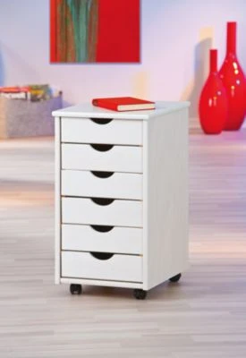 Inter Link Rollcontainer Massivholz, Weiß Lackiert 4 Inter Link Rollcontainer Massivholz, Weiß Lackiert – Bild 2