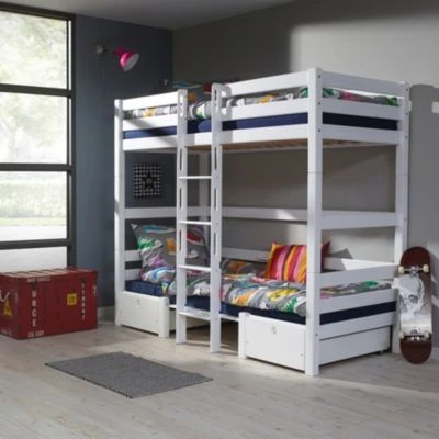 Relita Etagenbett Finley, Buche Weiß Lackiert, 90 X 200 Cm, Inkl. Sitzkissen, Blau 4 Relita Etagenbett Finley, Buche Weiß Lackiert, 90 X 200 Cm, Inkl. Sitzkissen, Blau – Bild 2