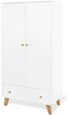 Pinolino Kleiderschrank PAN, 2-türig, Eiche Teilmassiv, Weiß Lackiert 5 Pinolino Kleiderschrank PAN, 2-türig, Eiche Teilmassiv, Weiß Lackiert – Bild 3