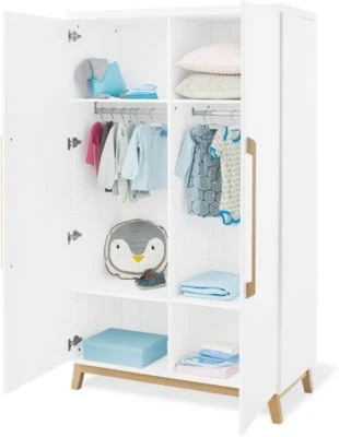 Pinolino Kleiderschrank RIVA, 2-türig, Esche Teilmassiv, Weiß Lackiert 4 Pinolino Kleiderschrank RIVA, 2-türig, Esche Teilmassiv, Weiß Lackiert – Bild 2