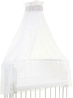 Betthimmel Pique Für Babybay, Perlgrau Sterne Weiß