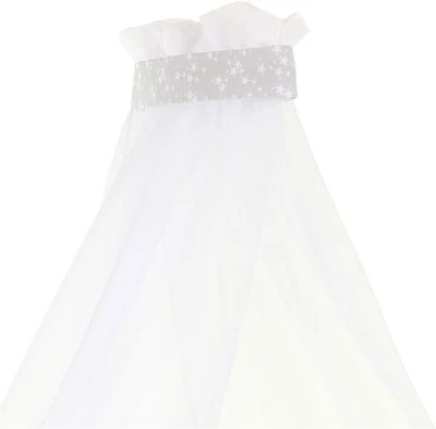 Betthimmel Pique Für Babybay, Perlgrau Sterne Weiß 5 Betthimmel Pique Für Babybay, Perlgrau Sterne Weiß – Bild 3