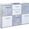 Inter Link Beton/Weiß Kommode "Chesa" 115x30x77 Cm