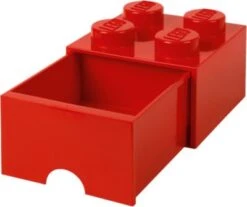Room Copenhagen LEGO® Aufbewahrungsbox Storage Brick 4er Rot Mit Schublade, 25 X 25 X 18 Cm