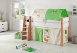 Relita 2er Tunnel Für Hoch-und Etagenbetten, Dschungel, Grün/weiß, 150 Cm