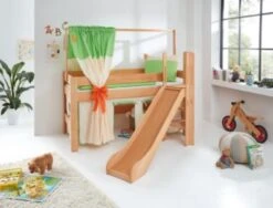 Relita Zeltstoffset Für Spielbett LEO, Indianer, Grün/weiß