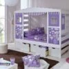 TICAA Hausbett Mit Bettkasten "Horse Lila" Kiefer Weiß -Mytoys Home Store 7182589 01