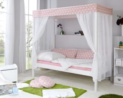 TICAA Himmelbett "Rosa" 310 Kiefer Weiß (Rosa/Weiß Stern) 3 TICAA Himmelbett "Rosa" 310 Kiefer Weiß (Rosa/Weiß Stern)