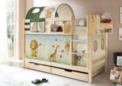 TICAA Etagenbett "Marcel" Kiefer Natur Motiv