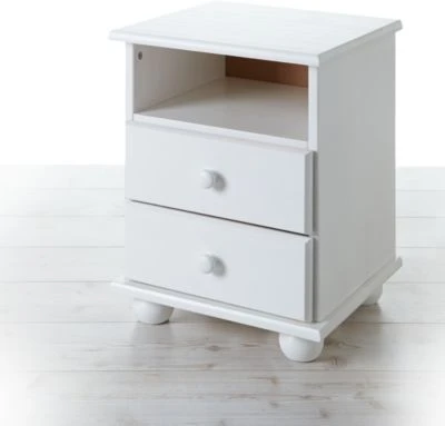 TICAA Nachtkommode Pascal Kiefer Mit 2 Schubladen Weiß 3 TICAA Nachtkommode Pascal Kiefer Mit 2 Schubladen Weiß