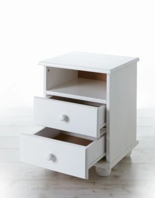 TICAA Nachtkommode Pascal Kiefer Mit 2 Schubladen Weiß 4 TICAA Nachtkommode Pascal Kiefer Mit 2 Schubladen Weiß – Bild 2